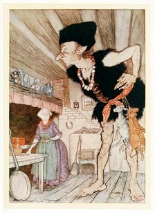 Fee-Fi-Fo-Fum, I smell the Blood of an Englishman, form English Fairy Tales, pub. 1922. Creator: Arthur Rackham (1867 - 1939)