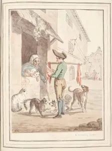 Feeding the Cats at Rome, leaf from A Collection of Dresses by David Allan Mostly from Nature 1776 Creator: David Allan
