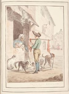 Feeding the Cats at Rome, leaf from A Collection of Dresses by David Allan Mostly from Nature 1776 Creator: David Allan