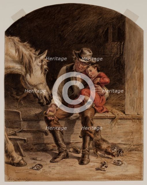 Feeding the Horse, 19th century. Creator: Felix Octavius Carr Darley.