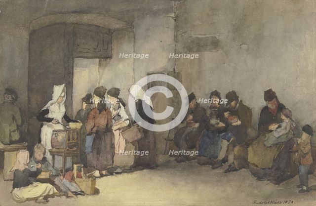 Feeding the poor, 1872. Creator: Rudolph Hirth.