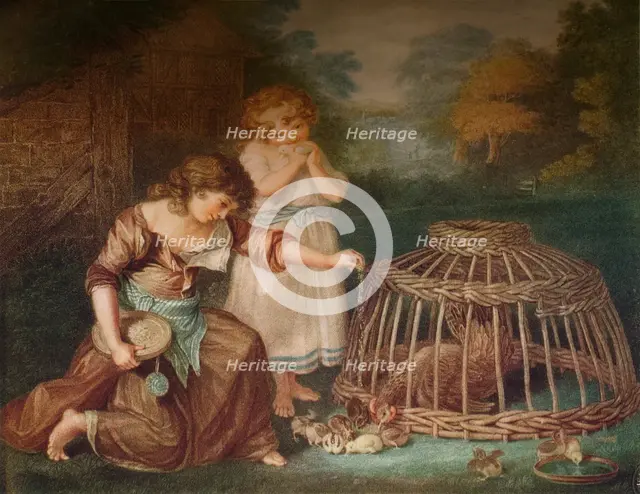 'Feeding Chickens', c1788. Artist: Peltro William Tomkins.
