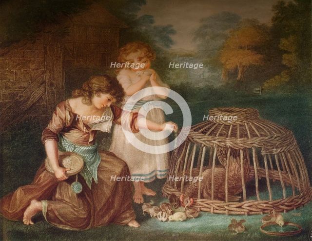 'Feeding Chickens', c1788. Artist: Peltro William Tomkins.