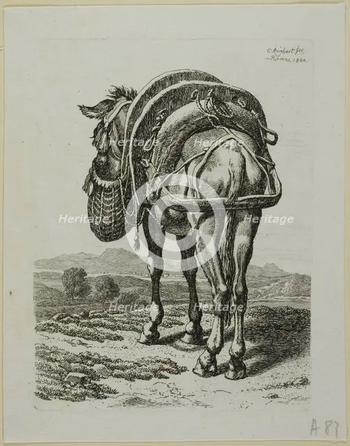 Feeding Mule - Rear, from Die Zweite Thierfolge, 1800. Creator: Johann Christian Reinhart.