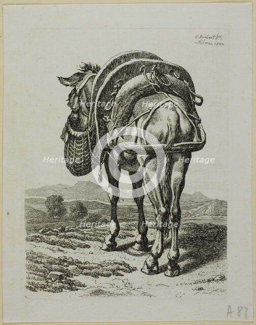 Feeding Mule - Rear, from Die Zweite Thierfolge, 1800. Creator: Johann Christian Reinhart.