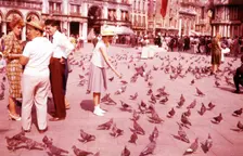 Feeding pigeons, St Mark's Square, Venice, Italy, c1955. Creator: Arthur Charles Kirby Ware