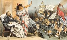 Feinde der Republik..... Cartoon from Puck, between 1880 and 1889. Creator: Joseph Keppler