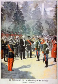 Felix Faure, President of France, received at the Peterhof, St Petersburg, Russia, 1897. Artist: Oswaldo Tofani