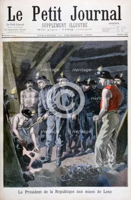 Felix Faure, President of the Republic, in the Mines at Lens, 1898. Creators: F Meaulle, Oswaldo Tofani.