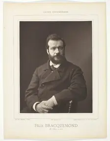 Félix Henri Bracquemond (French painter and printmaker, 1833-1914), 1875/78. Creator: Emile Courtin