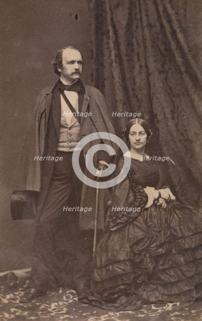 Felix Octavius Carr Darley and wife, 1860s. Creator: Unknown.