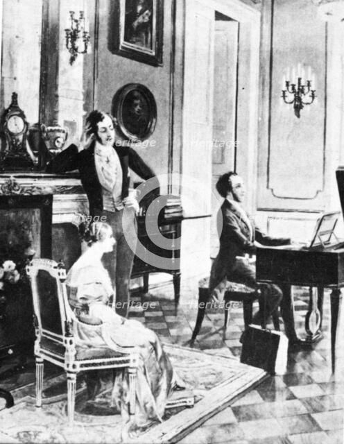 Felix Mendelssohn (1809-1847), performing for Queen Victoria and Prince Albert at Buckingham Palace. Artist: Unknown
