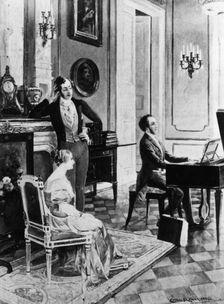 Felix Mendelssohn (1809-1847), performing for Queen Victoria and Prince Albert at Buckingham Palace