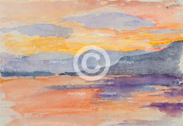 Fell landscape in evening twilight. Creator: Maria Wiik.