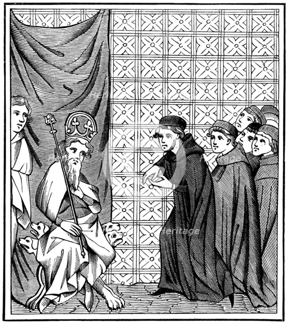 Fellows of the University of Paris haranguing the Emperor Charles IV (1316-1378) in 1377 (1849). Artist: Unknown