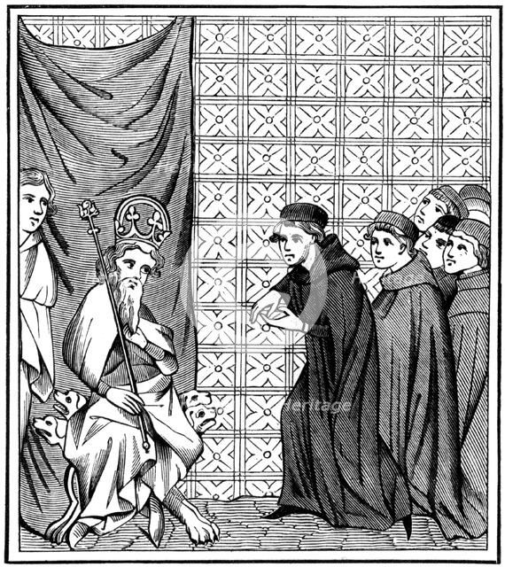 Fellows of the University of Paris haranguing the Emperor Charles IV (1316-1378) in 1377 (1849). Artist: Unknown