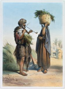 Fellah man and woman, 1848. Creator: Mouilleron