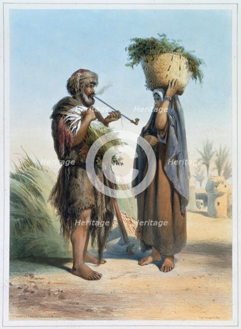 Fellah man and woman, 1848. Creator: Mouilleron.