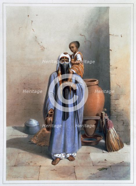 Fellah woman and child, 1848. Creator: Charles Bour.