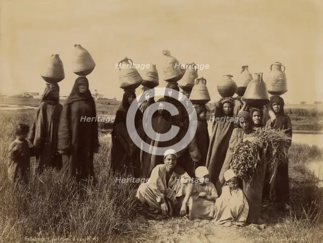 Fellahines (poteuses d'eau), about 1870-1890. Creator: Gabriel Lekegian.