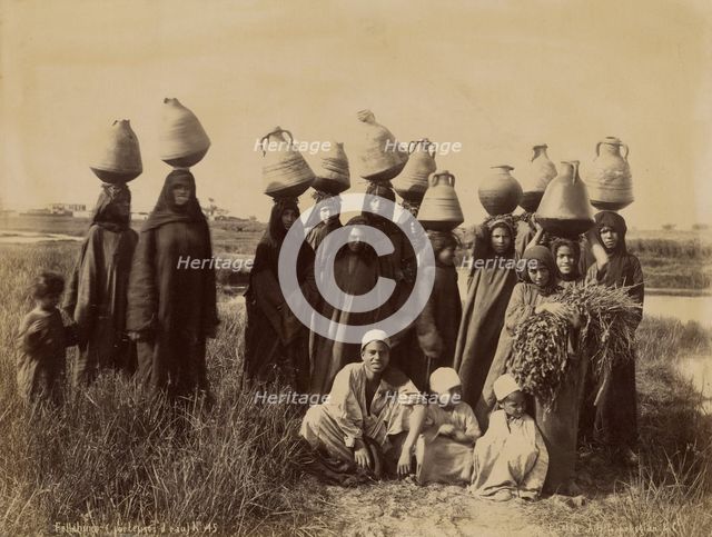 Fellahines (poteuses d'eau), about 1870-1890. Creator: Gabriel Lekegian.