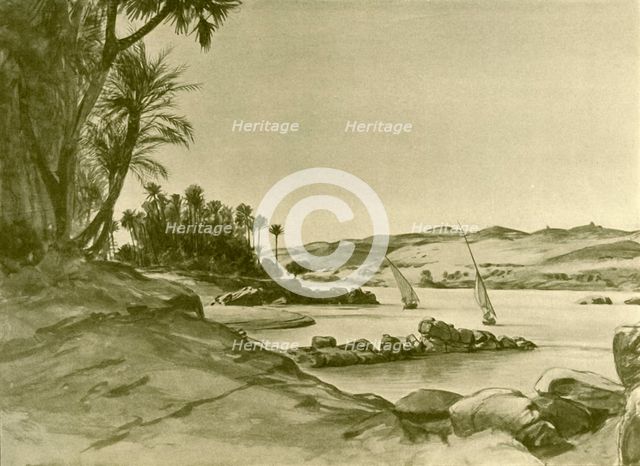 Feluccas on the River Nile, Egypt, 1898.  Creator: Christian Wilhelm Allers.