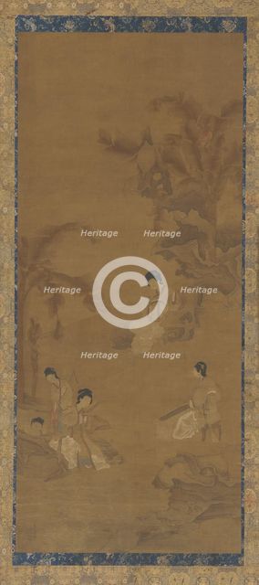 Female musicians in a garden under banana palms, Ming dynasty, 1368-1644. Creator: Unknown.