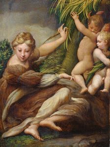 Female Martyr with Angels (Saint Catherine of Alexandria?), c1523-1524. Creator: Parmigianino