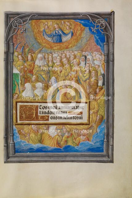 Female Martyrs and Saints Worshiping the Lamb of God; Spinola Hours, about 1510-1520. Creator: Master of James IV of Scotland.