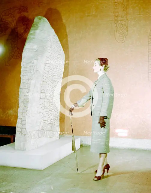 Female model shows a suit, the Historical Museum, Stockholm, 1950s. Creator: Göran Algård.