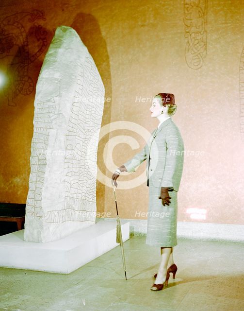 Female model shows a suit, the Historical Museum, Stockholm, 1950s. Creator: Göran Algård.