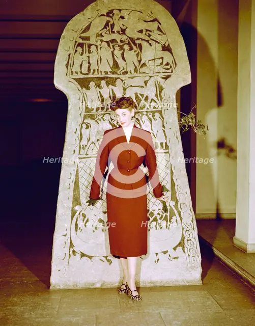 Female model shows a suit, the Historical Museum, Stockholm, 1950s. Creator: Göran Algård.