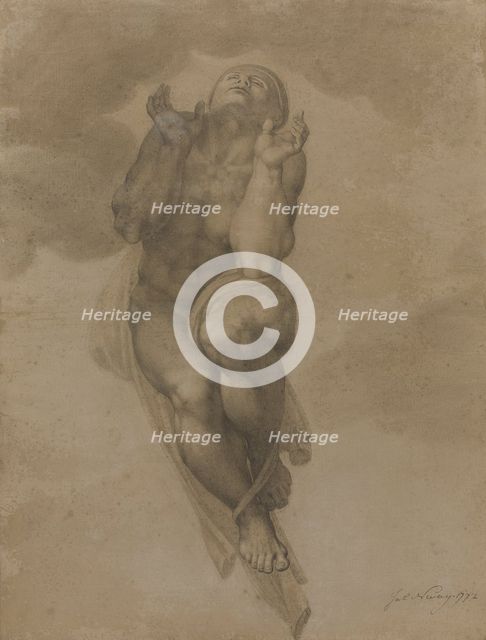 Female nude, after a figure from Michelangelo's 'Last Judgement', 1772. Creator: James Nevay.