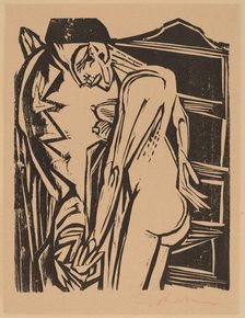 Female Nude Before a Cabinet, 1916. Creator: Ernst Kirchner