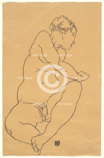Female Nude Bending to the Left, 1918. Creator: Egon Schiele.