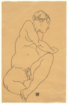 Female Nude Bending to the Left, 1918. Creator: Egon Schiele