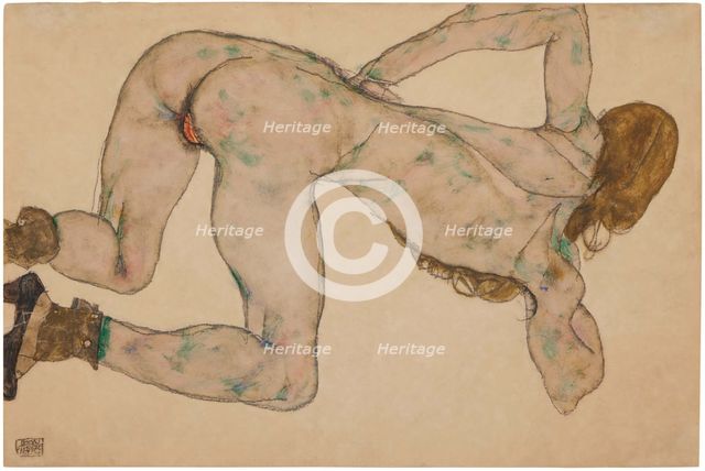 Female Nude Bending Forward, 1914. Creator: Schiele, Egon (1890-1918).