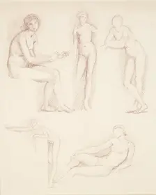 Female nude - five studies, 1865-1867. Creator: Sir Edward Coley Burne-Jones