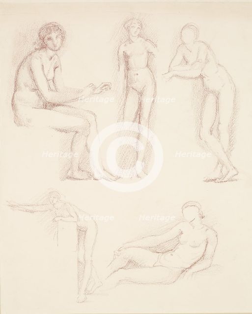 Female nude - five studies, 1865-1867. Creator: Sir Edward Coley Burne-Jones.