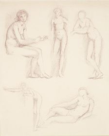 Female nude - five studies, 1865-1867. Creator: Sir Edward Coley Burne-Jones