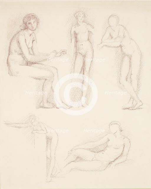 Female nude - five studies, 1865-1867. Creator: Sir Edward Coley Burne-Jones.