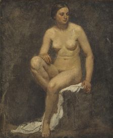 Female Nude in the Studio of Thomas Couture, 1852-1853. Creator: Lorenz Frolich