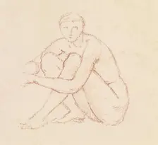 Female nude - study of a seated figure, c1860s. Creator: Sir Edward Coley Burne-Jones