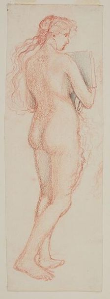 Female nude - study of figure with musical instrument, 1864. Creator: Sir Edward Coley Burne-Jones