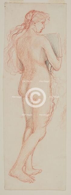 Female nude - study of figure with musical instrument, 1864. Creator: Sir Edward Coley Burne-Jones.