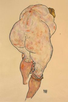 Female Nude Pulling up Stockings, Back View, 1918