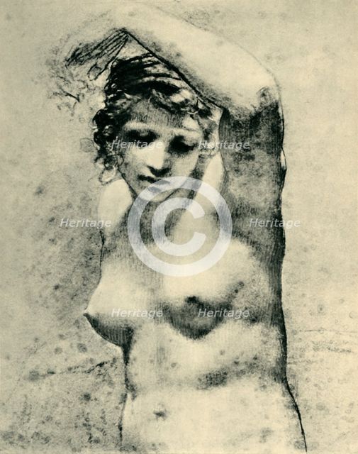 Female nude raising one arm, c1800, ('Marguerite'), (1943).  Creator: Pierre-Paul Prud'hon.