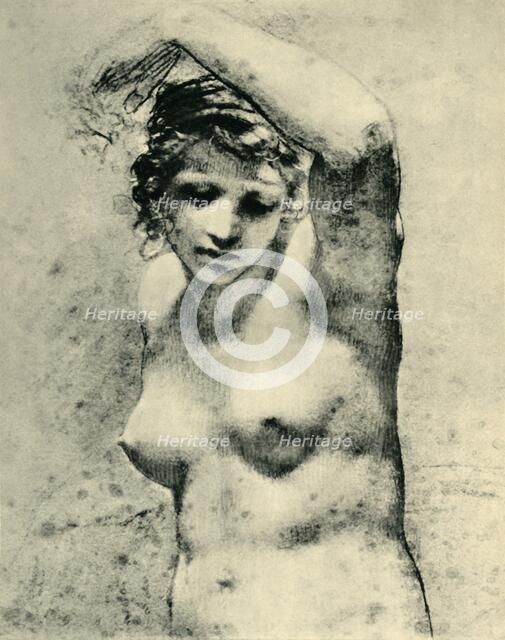 Female nude raising one arm, c1800, ('Marguerite'), (1943).  Creator: Pierre-Paul Prud'hon.