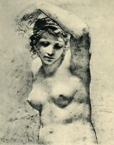 Female nude raising one arm, c1800, ('Marguerite'), (1943). Creator: Pierre-Paul Prud'hon