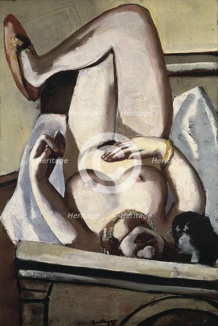 Female Nude with a Dog, 1927. Creator: Beckmann, Max (1884-1950).